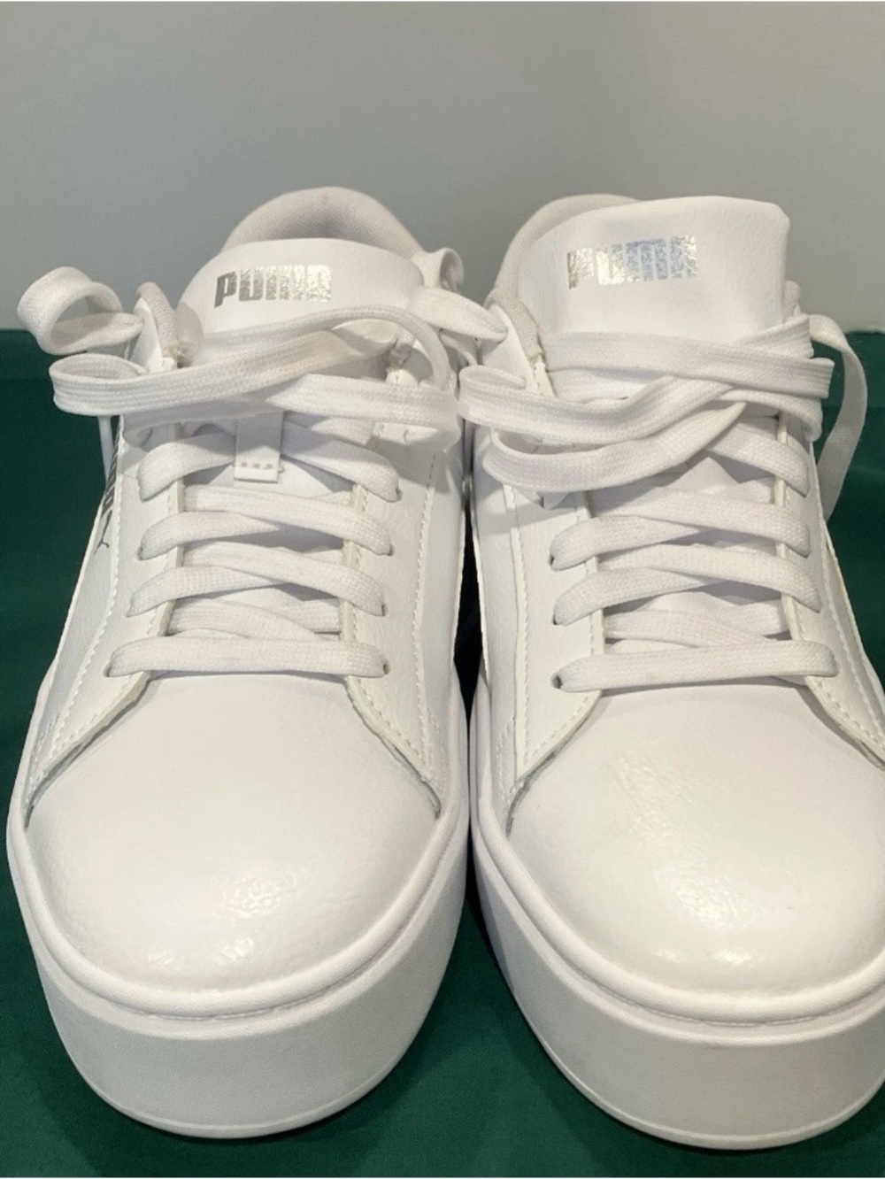 Puma White Woman Platform Lace-Up Sneakers